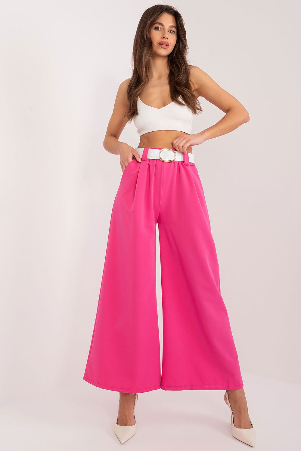 Jupe culotte rose longue et fluide, style moderne, pour femme - Italy Moda.