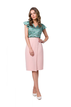 Jupe rose midi droite élégante pour un look classique et sophistiqué, parfaite pour un style professionnel ou une sortie chic.