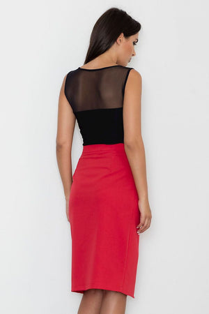 Jupe portefeuille rouge midi fendue élégante pour un look chic et tendance, parfaite pour le bureau ou une soirée.