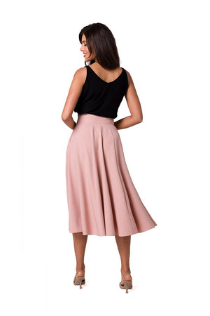 Jupe midi taille haute rose, élégante et féminine, parfaite pour un style chic et tendance, idéale pour toutes occasions.